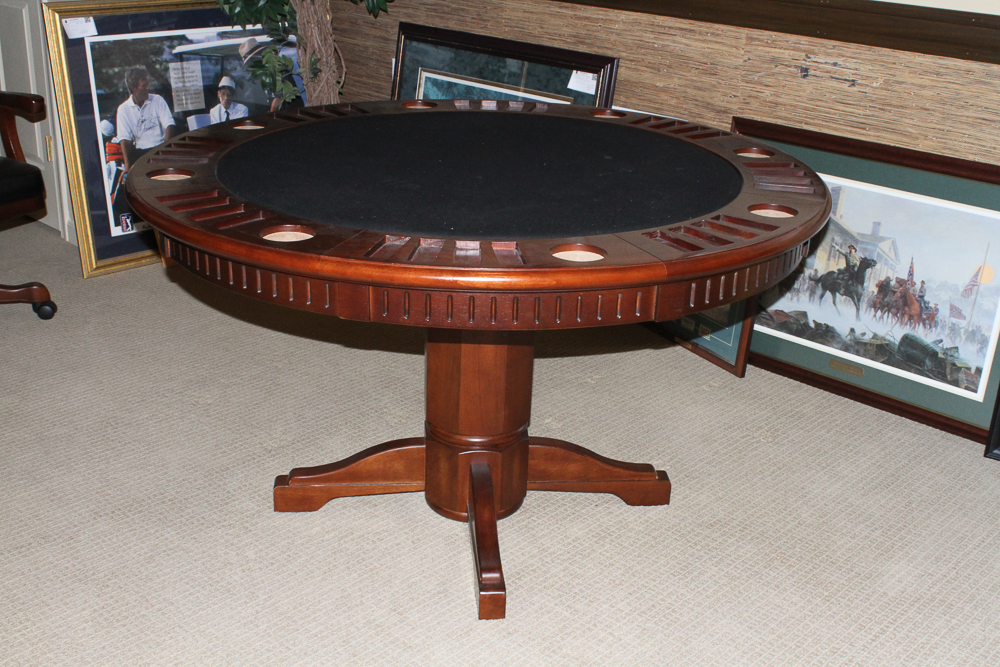 Round Poker Table and Four Matching Chairs