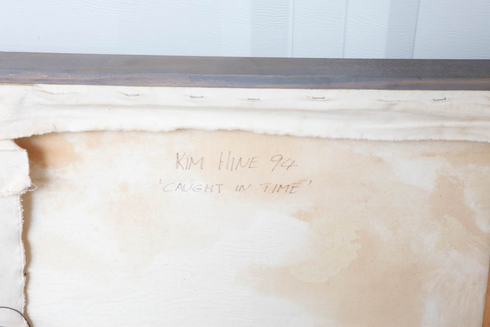 Kim Hine Signed Mixed Media on Canvas "Caught in Time"