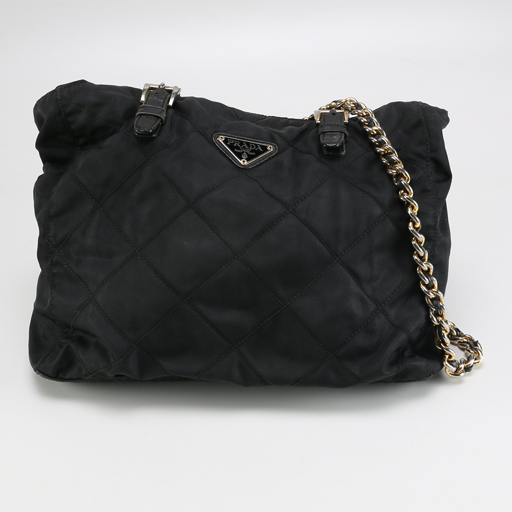 Black Prada Gold Chain Strap Bag