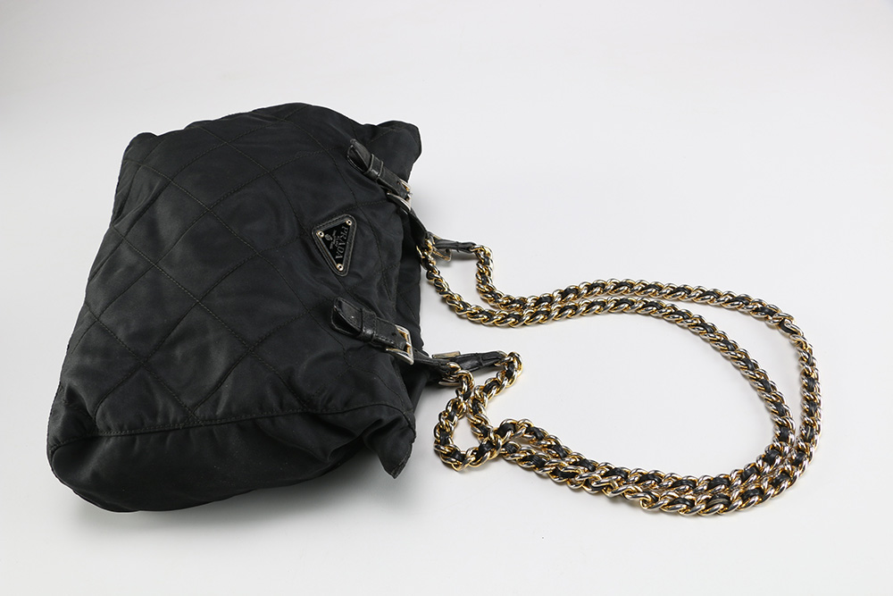 Black Prada Gold Chain Strap Bag