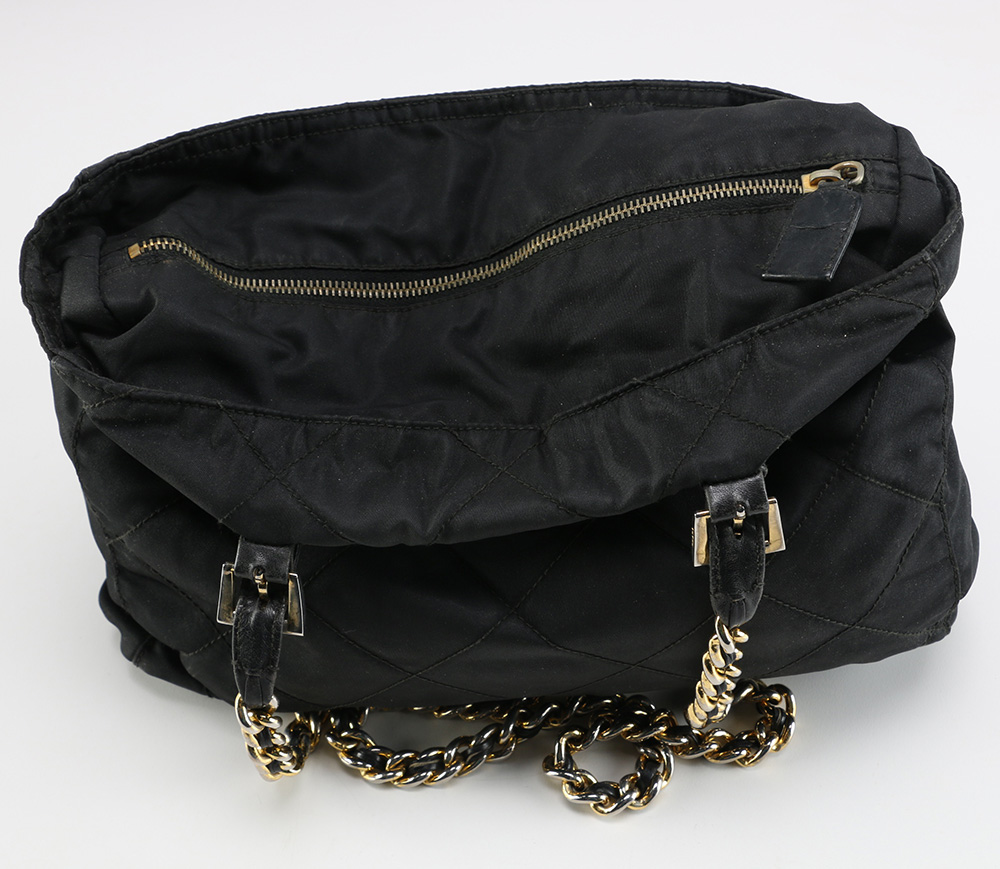 Black Prada Gold Chain Strap Bag