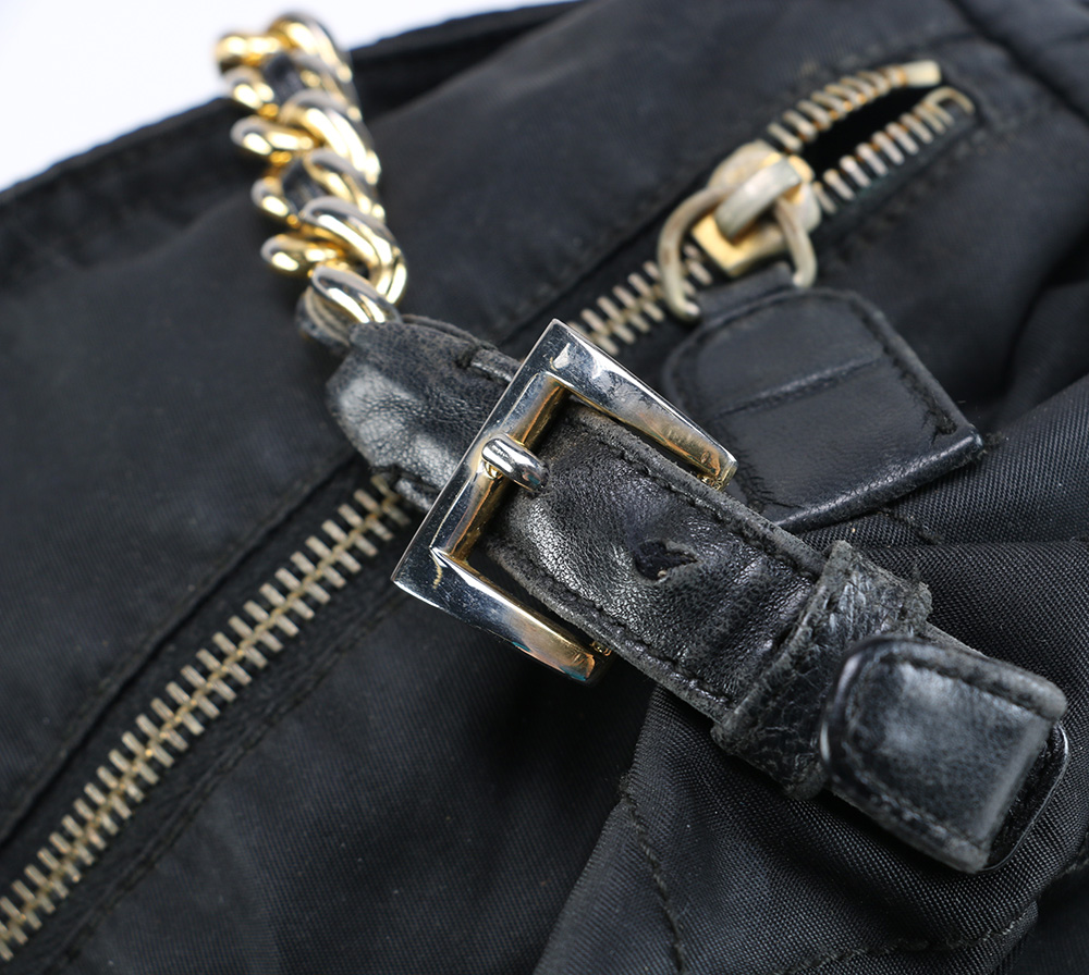 Black Prada Gold Chain Strap Bag