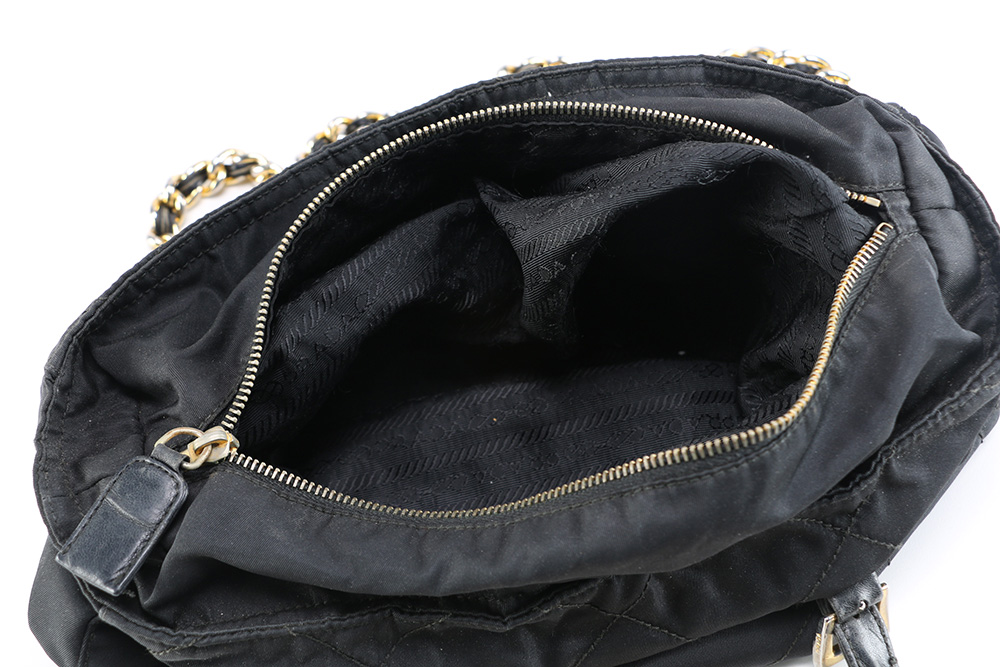 Black Prada Gold Chain Strap Bag