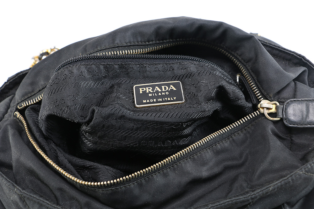Black Prada Gold Chain Strap Bag