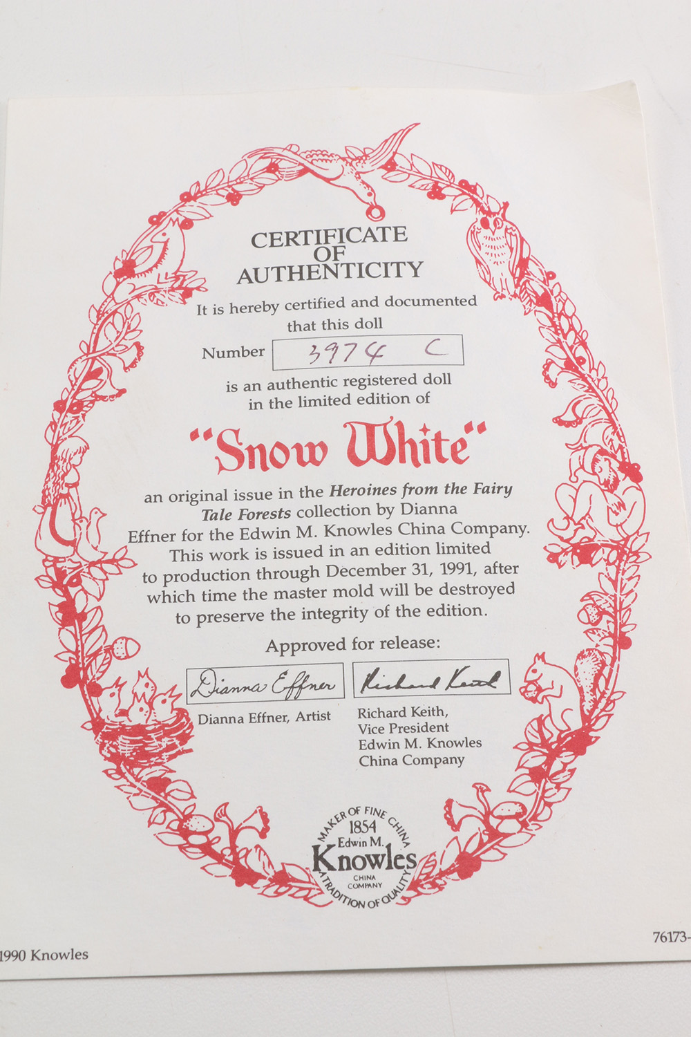 Pair of 1987 Disney's "Snow White" Collector's Dolls