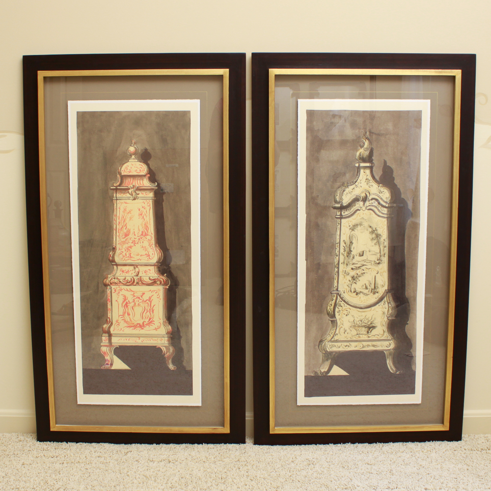 Framed Giclee Prints of Antique Cabinets