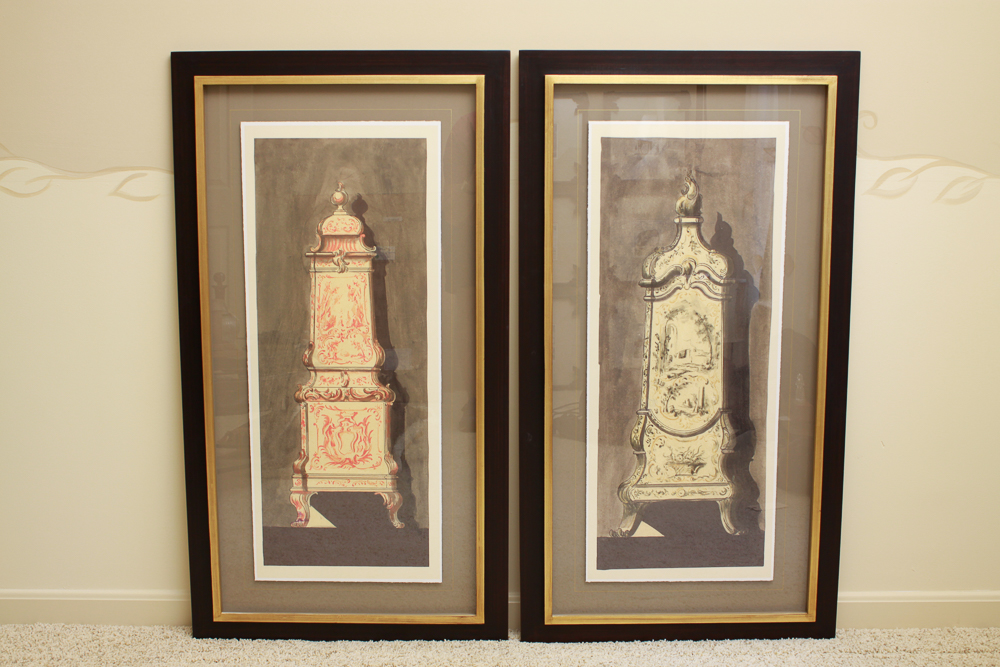 Framed Giclee Prints of Antique Cabinets