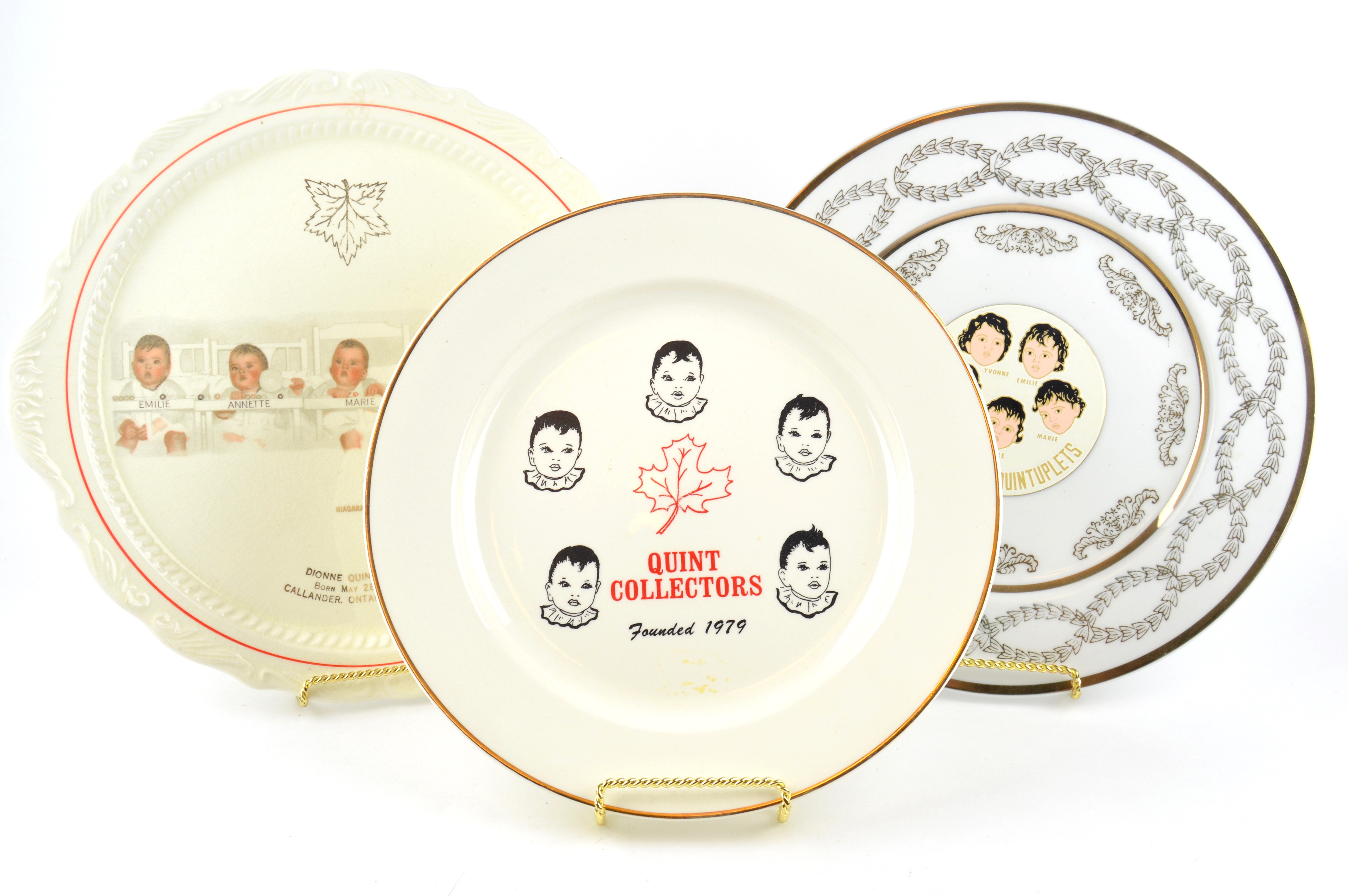 Six Vintage Dionne Quintuplet Collectible Plates and Cake Server