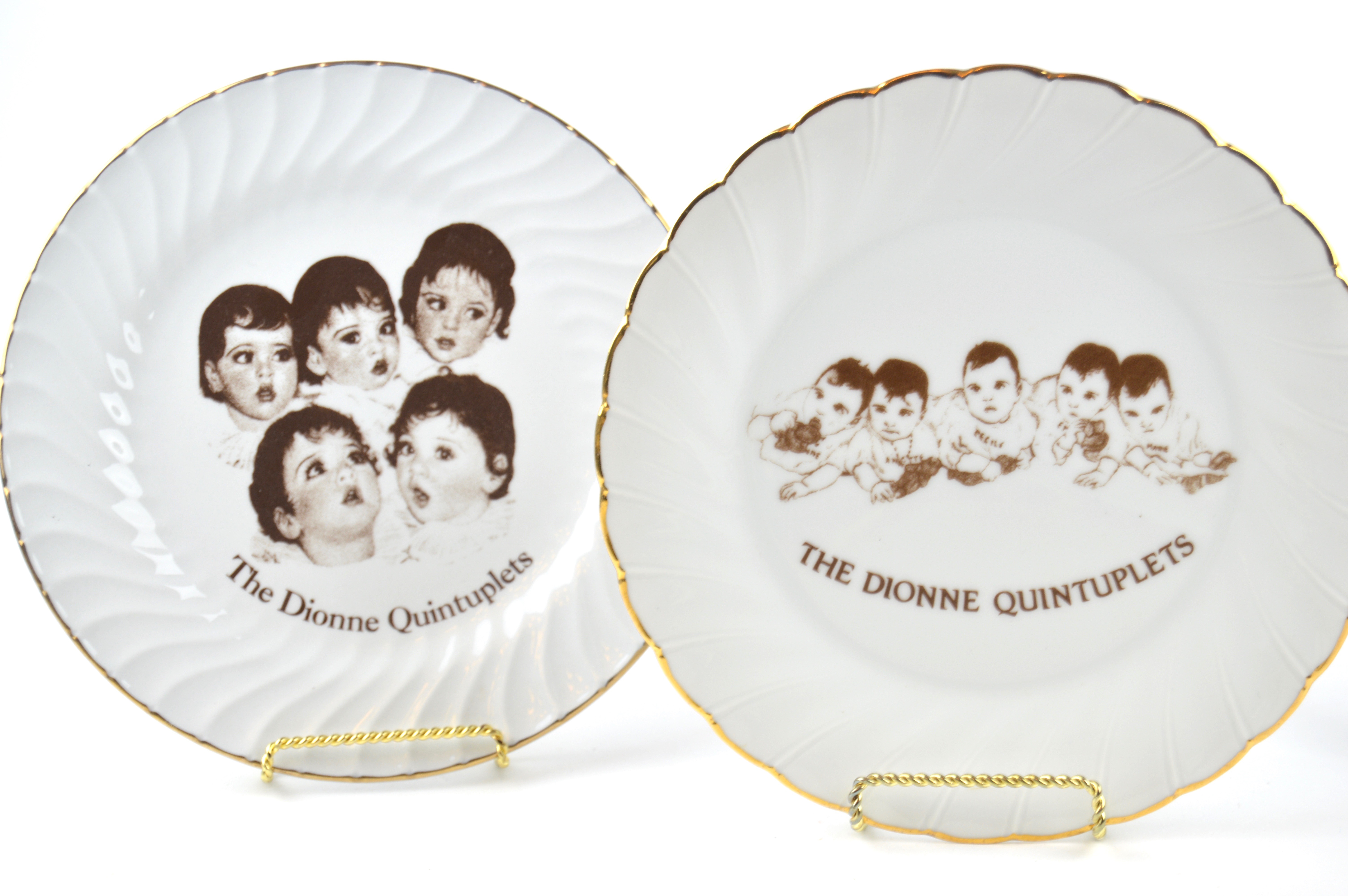 Six Vintage Dionne Quintuplet Collectible Plates and Cake Server