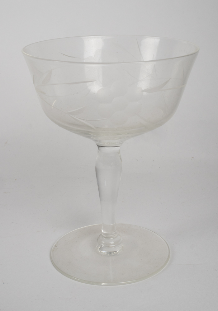 Vintage Floral Etched Wine Glasses