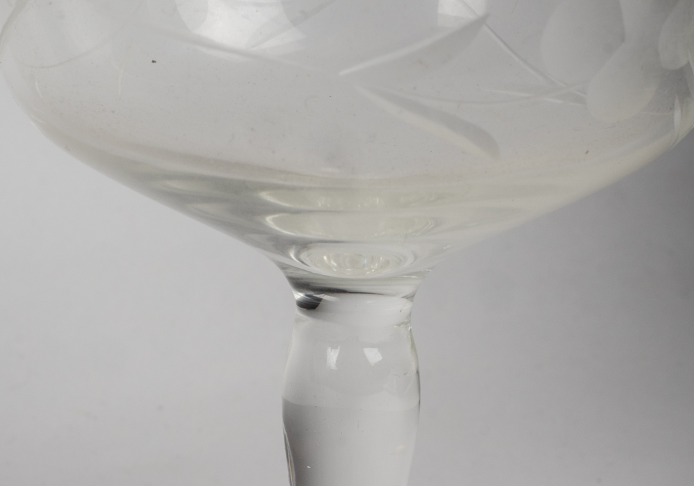 Vintage Floral Etched Wine Glasses