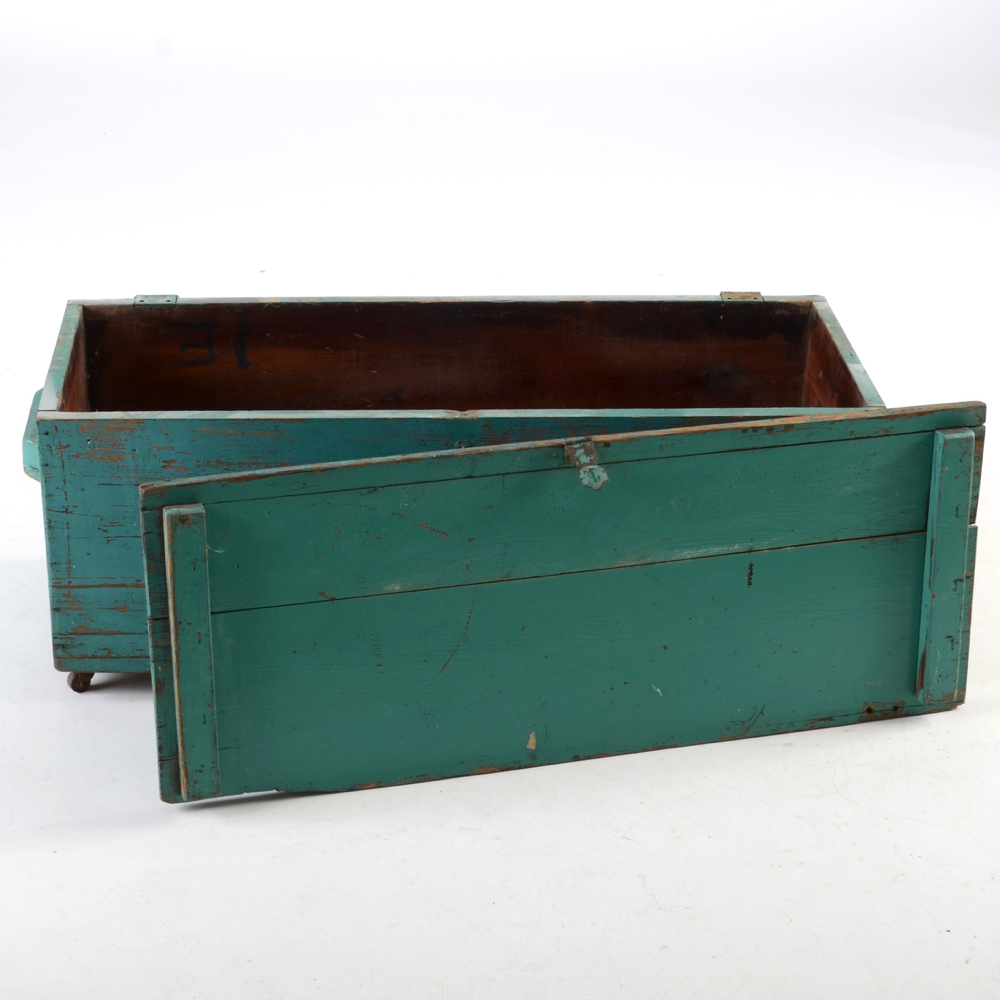 Painted Turquoise Pine Chest Coffee Table