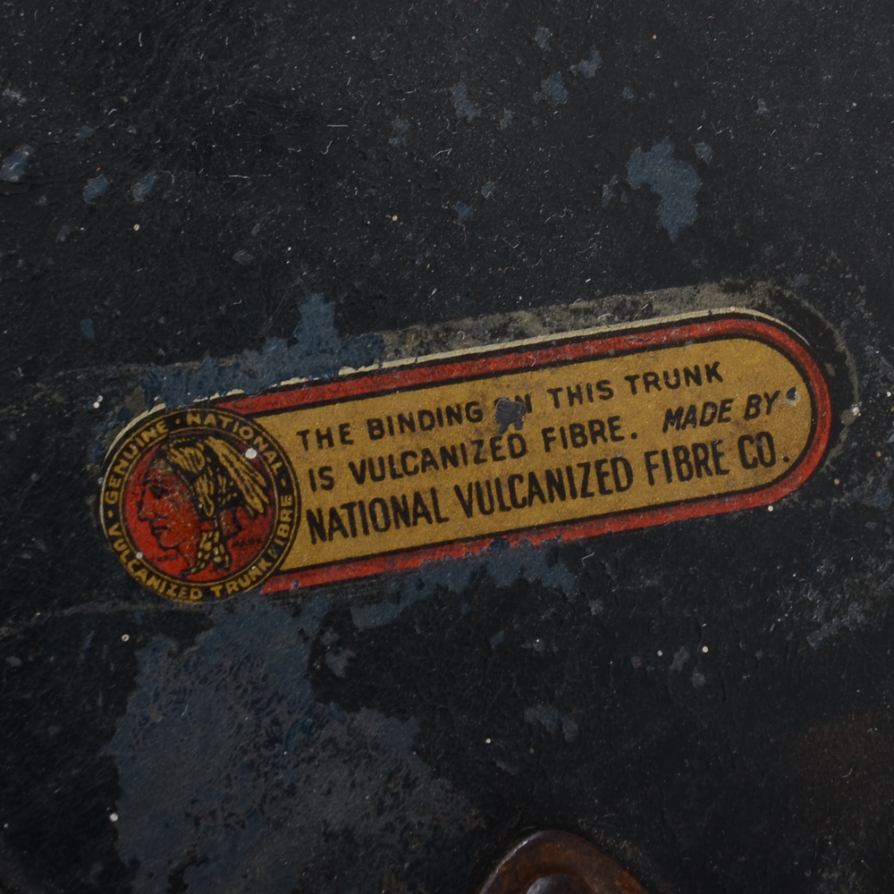 Black Steamer Trunk with Hangers and Four Drawers