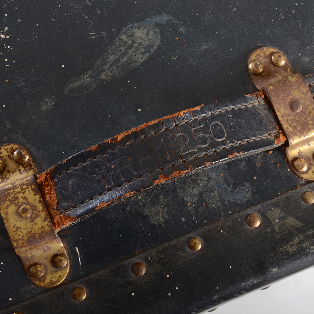 Black Steamer Trunk with Hangers and Four Drawers