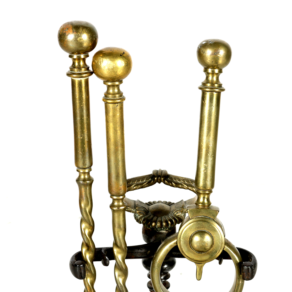 Victorian Brass and Cast Iron Fireplace Tool Set