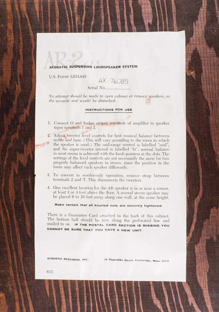 Vintage Acoustic Research 2ax Speakers