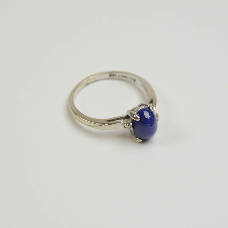 14K White Gold and Star Sapphire Ring