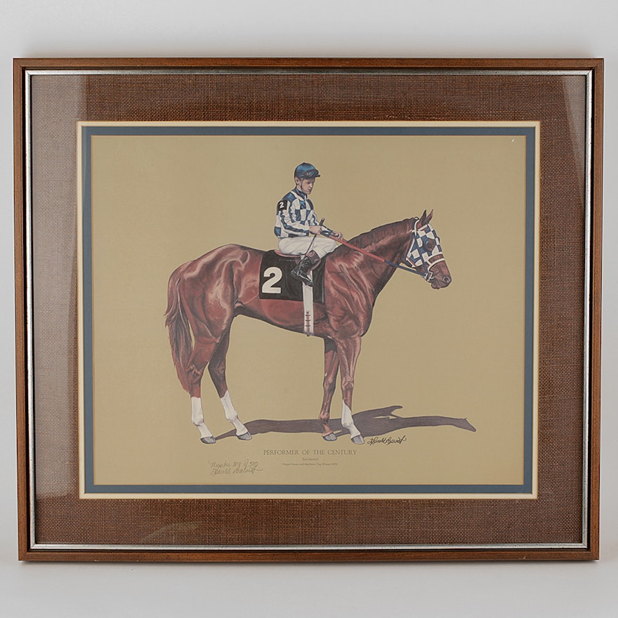Signed and Numbered Print of Secretariat after Original Painting by Harold Barnett