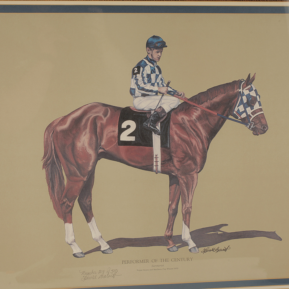 Signed and Numbered Print of Secretariat after Original Painting by Harold Barnett
