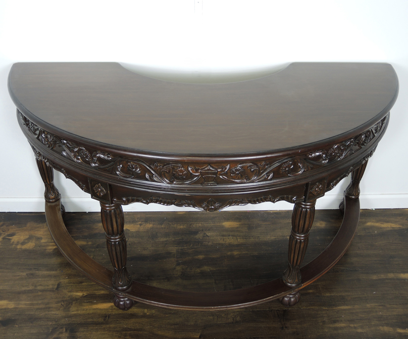 Ornate Demilune Half Moon Desk
