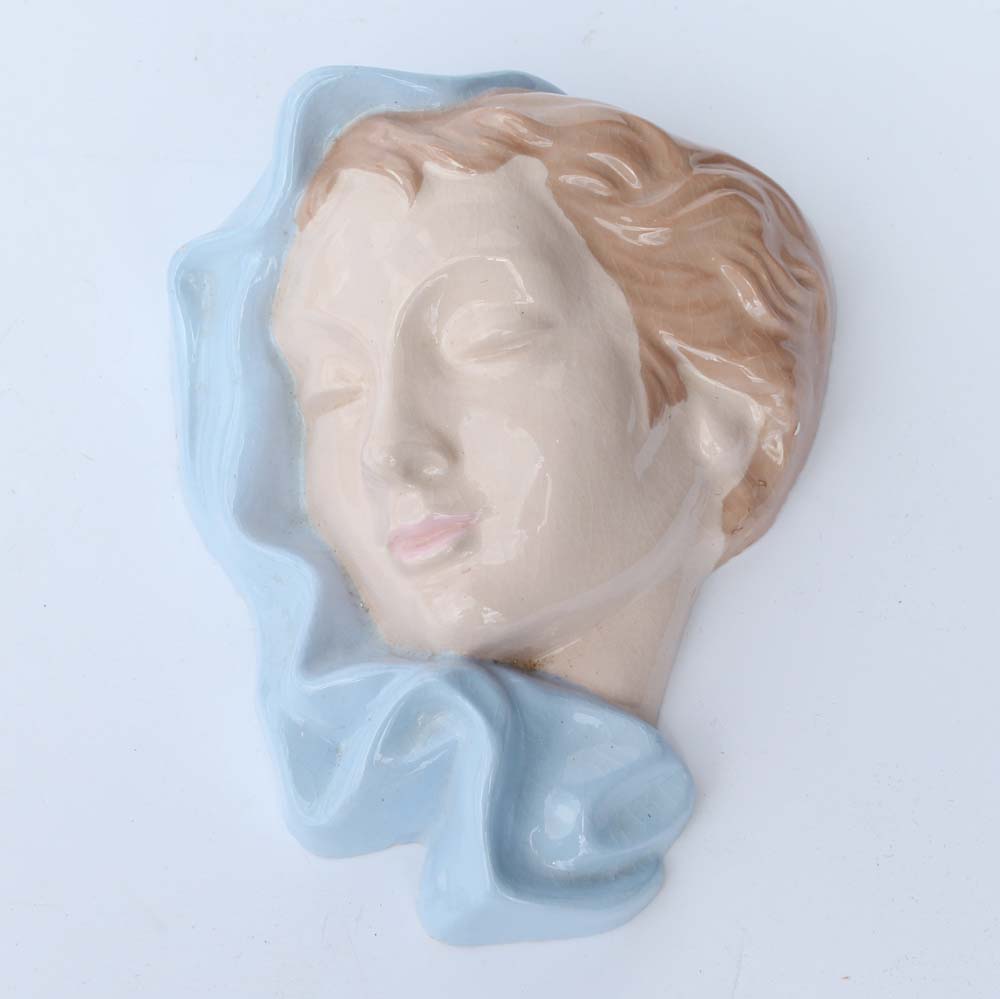 Vintage Ceramic Lady Wall Plaque
