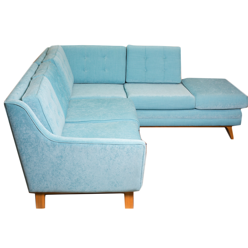 Custom Made Aqua Blue Modern Sofa Sectional by Joybird