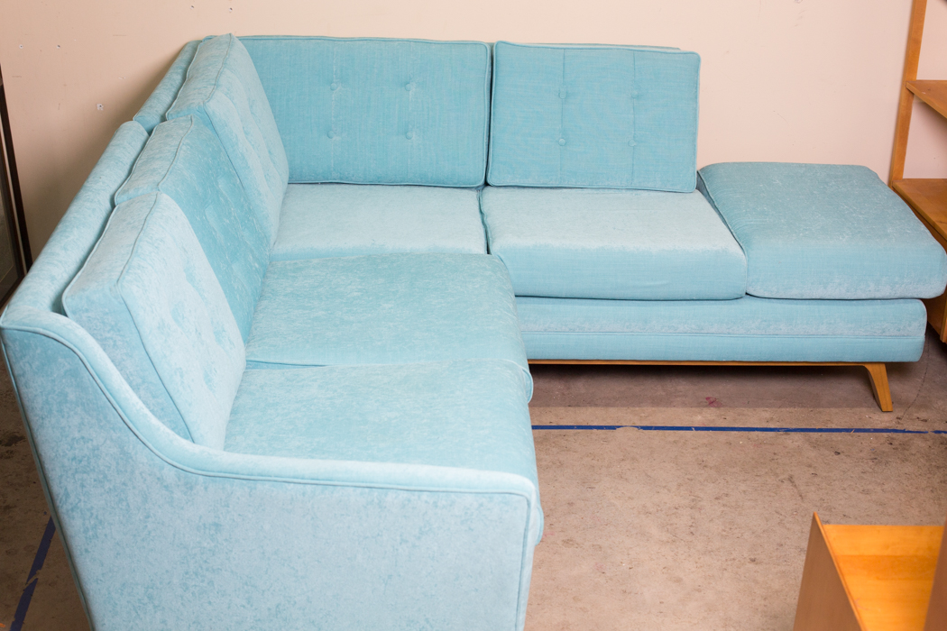 Custom Made Aqua Blue Modern Sofa Sectional by Joybird