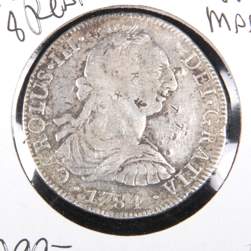 1784 Spanish Carolus III, 8 Reales Silver Coin