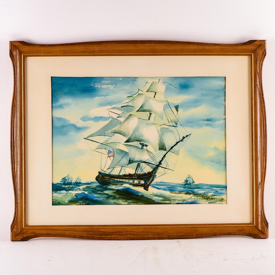 Dorothy Glasgow Watercolor "Old Ironsides"
