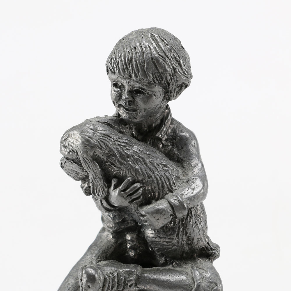 Five Michael Ricker Pewter Figurines, One Kneeling