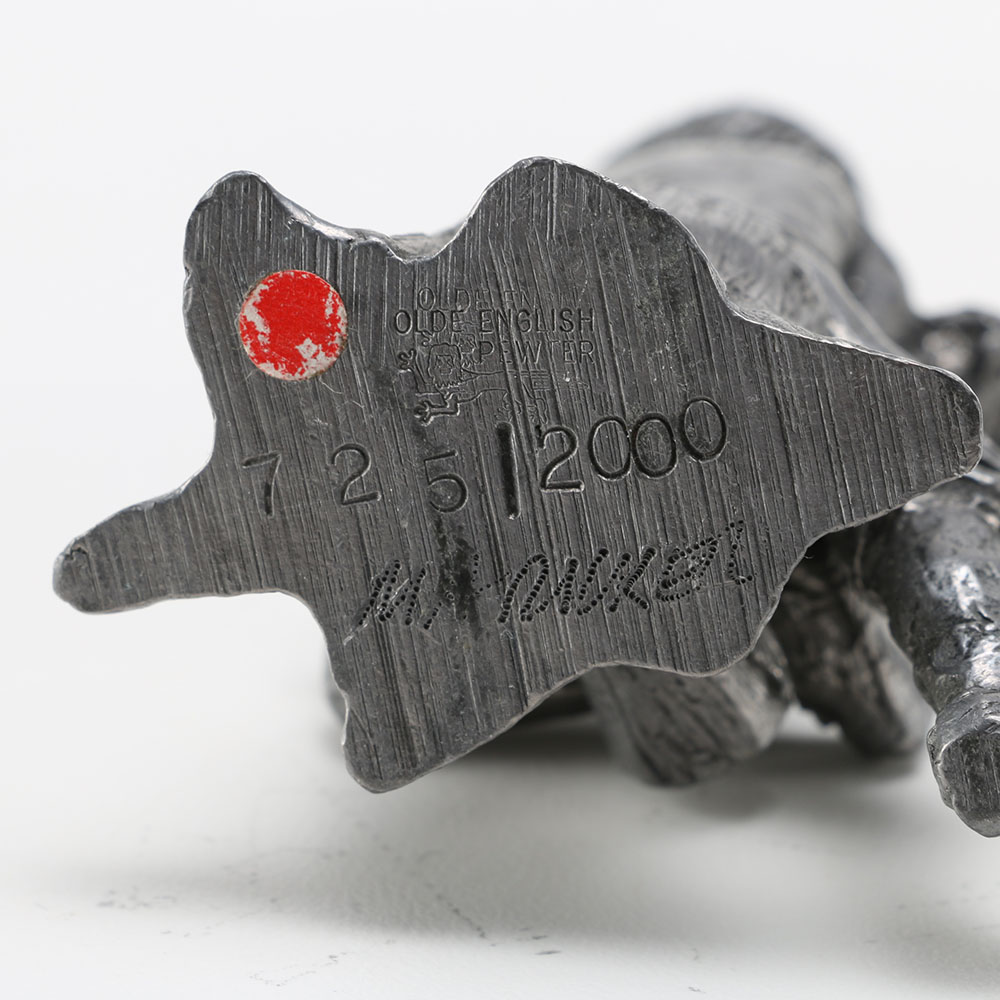 Five Michael Ricker Pewter Figurines, One Kneeling