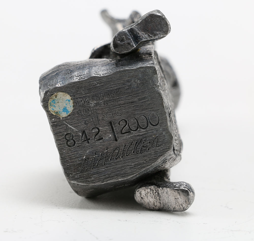 Five Michael Ricker Pewter Figurines, One Kneeling