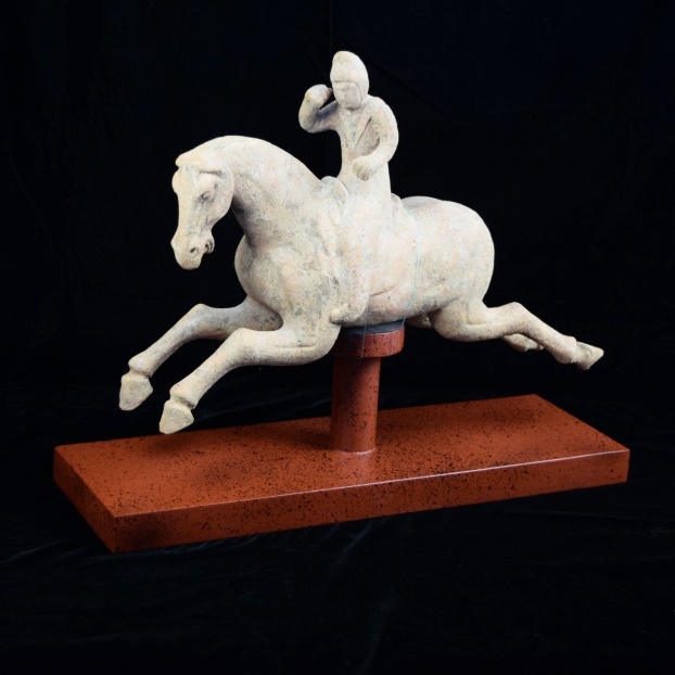 Chinese Han Dynasty Horse and Rider on Custom Mount