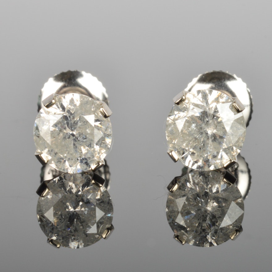 14K Solid Gold 2.12 CTW Diamond Earrings