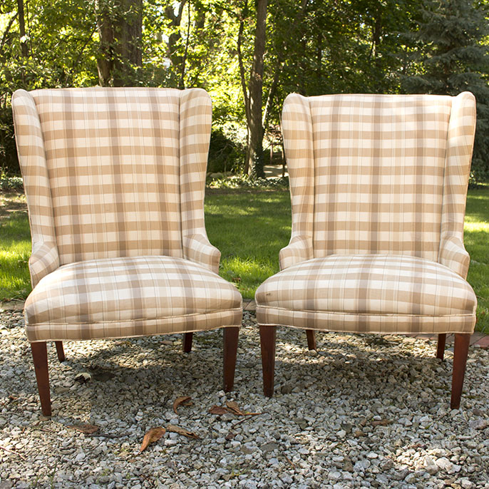 Contemporary Hepplewhite Style Wing Chairs