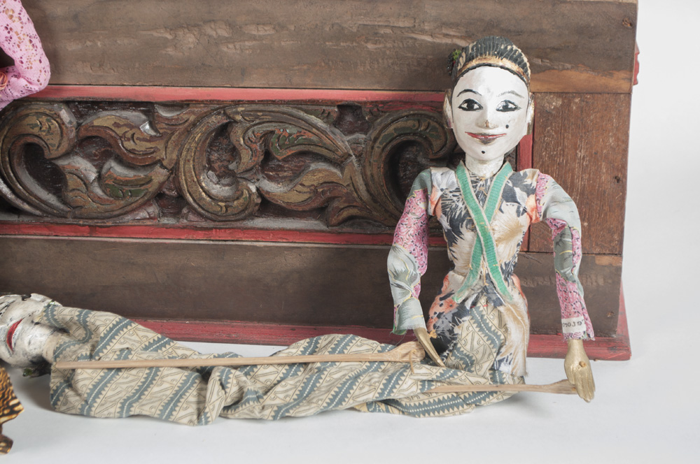 Vintage Wooden Puppets and Wooden Chest