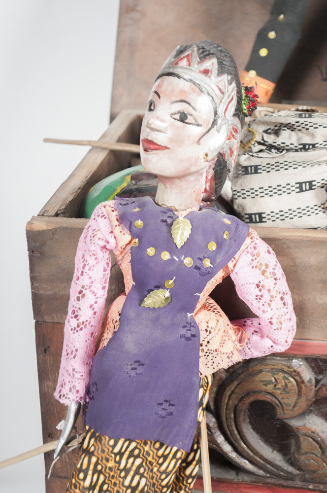 Vintage Wooden Puppets and Wooden Chest