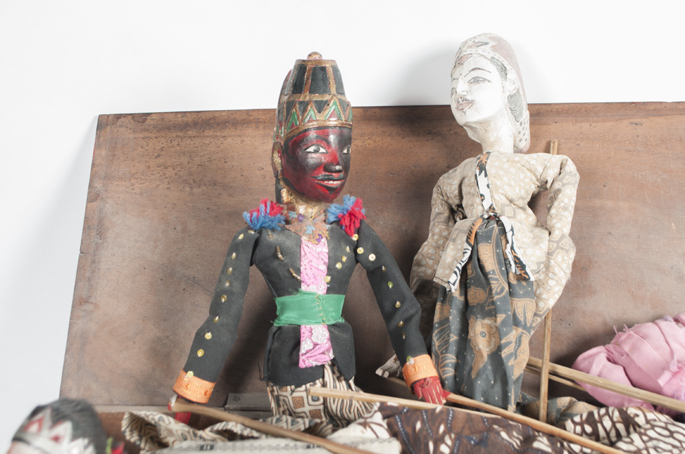 Vintage Wooden Puppets and Wooden Chest
