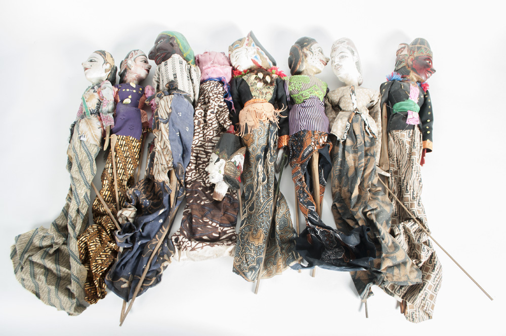 Vintage Wooden Puppets and Wooden Chest