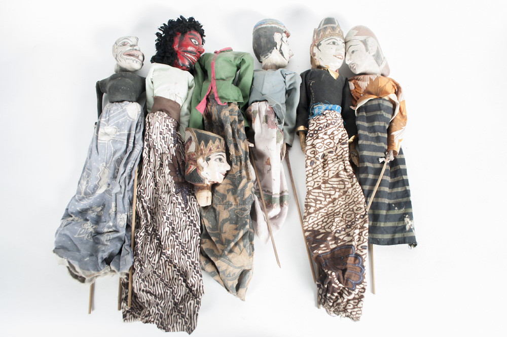 Vintage Wooden Puppets and Wooden Chest