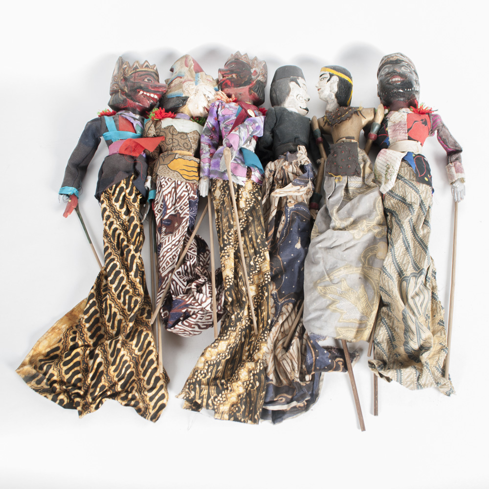 Vintage Wooden Puppets and Wooden Chest