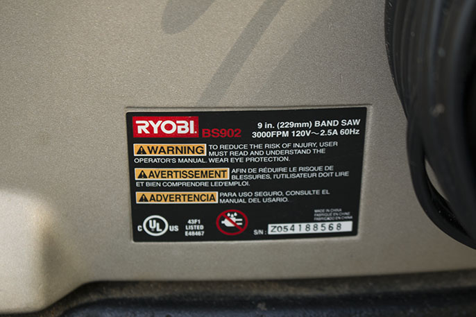 Ryobi BS902 Band Saw with Clamp Light