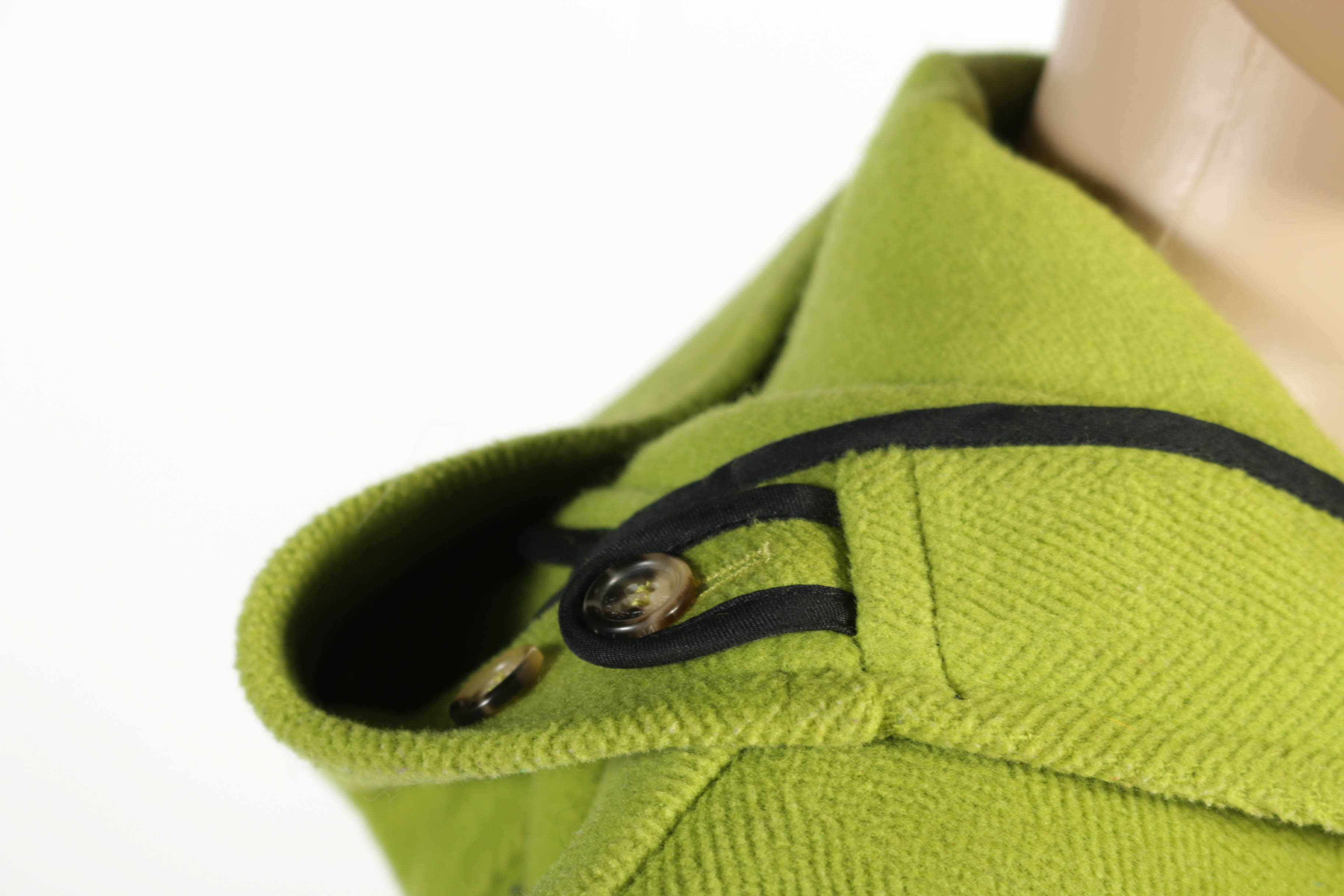 Burberry Lime Green Duffle Coat with Toggle Buttons
