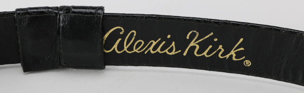 Alexis Kirk Women's Black Leather Belt With Large Modern Buckle