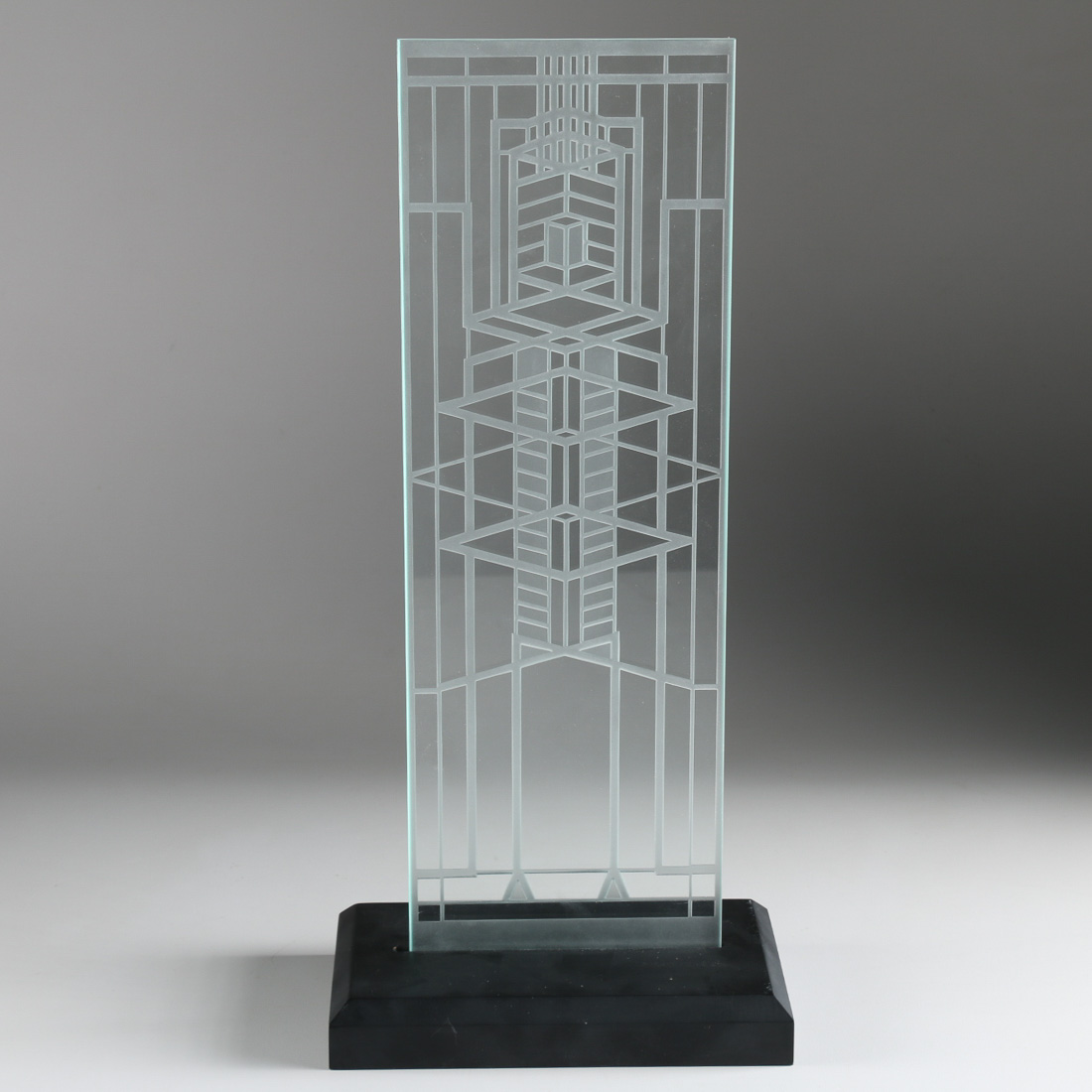 Modernist Etched Glass Panel