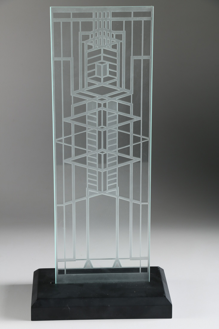 Modernist Etched Glass Panel