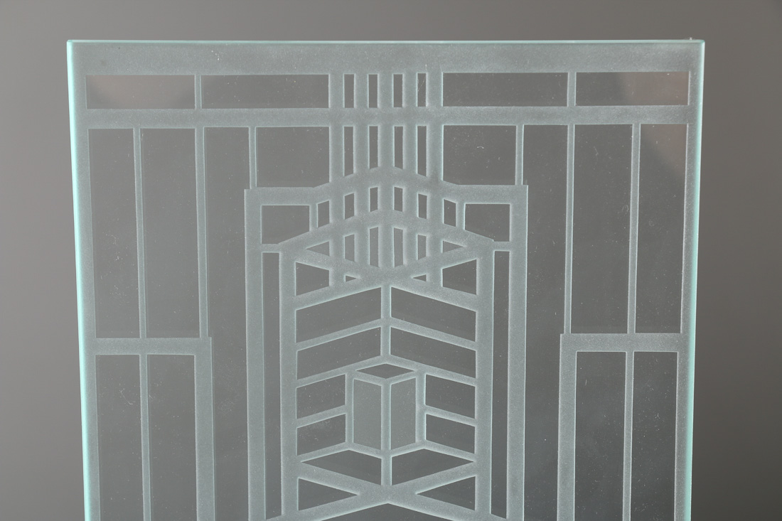 Modernist Etched Glass Panel