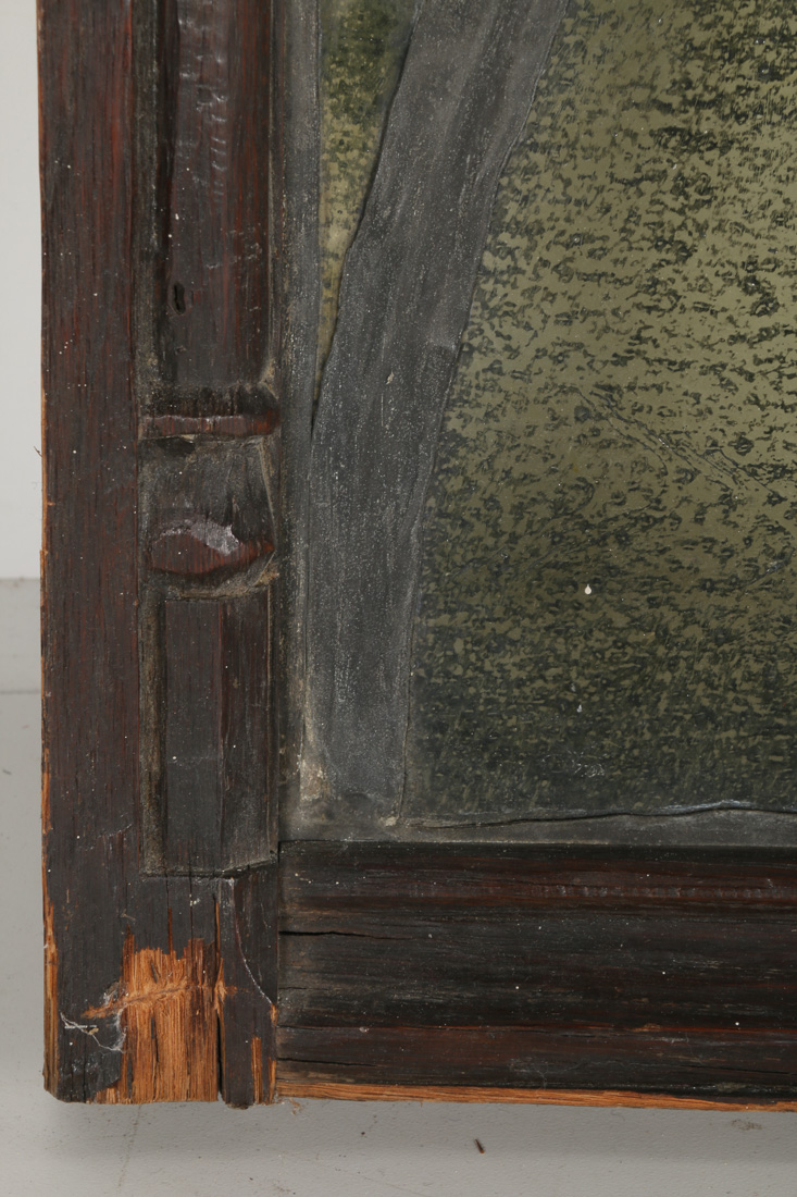 Antique Framed Stained Glass Window with a Unicorn