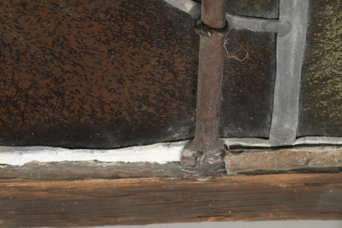 Antique Framed Stained Glass Window with a Unicorn