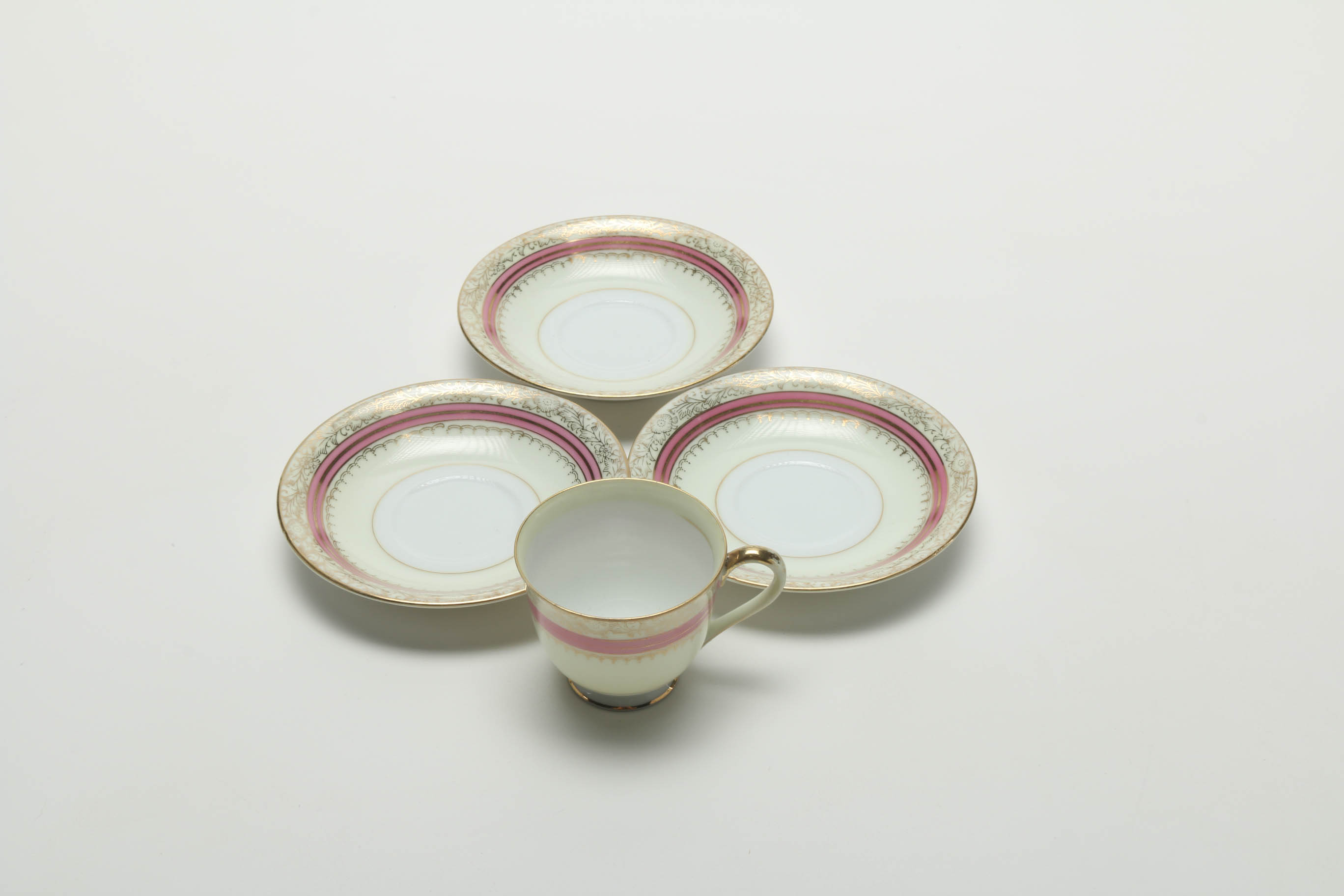 Mid 1900s Yamaka China Cups and Saucers Assortment